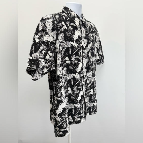 LUKA PANDORA Black and White leaf print Casual Button Down Shirt size L - Picture 7 of 12